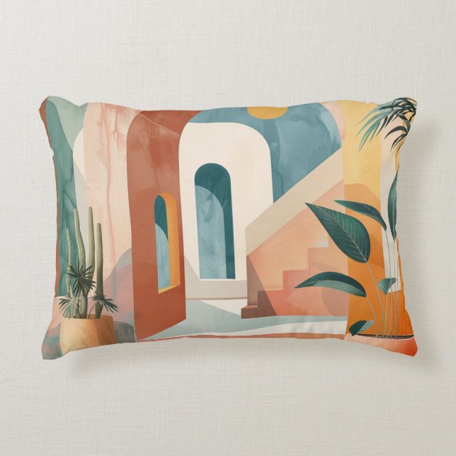Boho Abstract landschap (10) Accent Kussen (Voorkant)