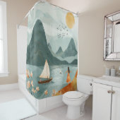 Boho Abstract landschap (11) Douchegordijn (In situ)