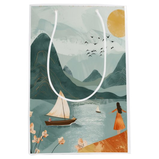 Boho Abstract landschap (11) Medium Cadeauzakje (Voorkant)