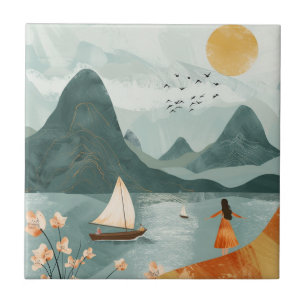 Boho Abstract landschap (11) Tegeltje