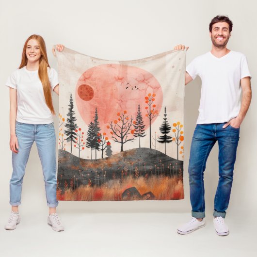 Boho Abstract landschap (13) Fleece Deken (In situ)