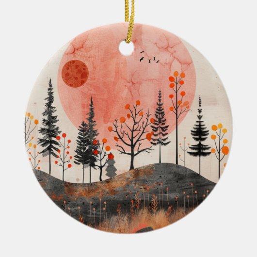 Boho Abstract landschap (13) Keramisch Ornament (Voorkant)