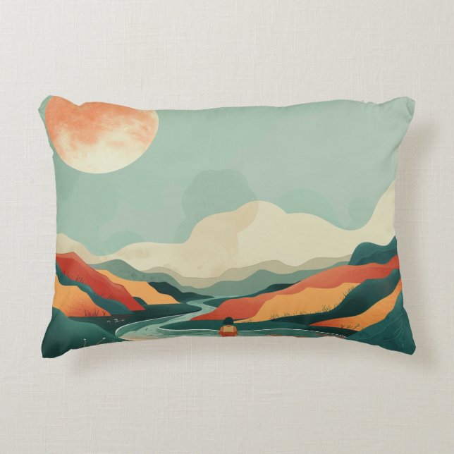 Boho Abstract landschap (14) Accent Kussen (Voorkant)