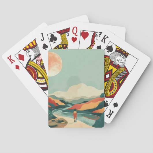 Boho Abstract landschap (14) Pokerkaarten (Achterkant)