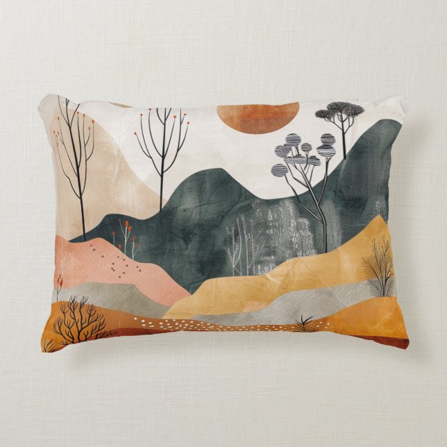 Boho Abstract landschap (15) Accent Kussen (Voorkant)