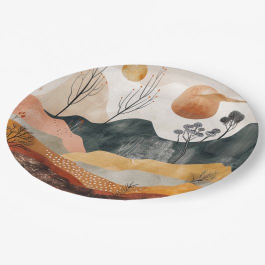 Boho Abstract landschap (15) Papieren Bordje (Gekanteld)