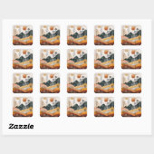 Boho Abstract landschap (15) Vierkante Sticker (Vel)