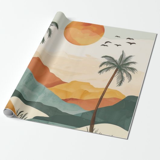 Boho Abstract landschap (16) Cadeaupapier (Uitgerold)