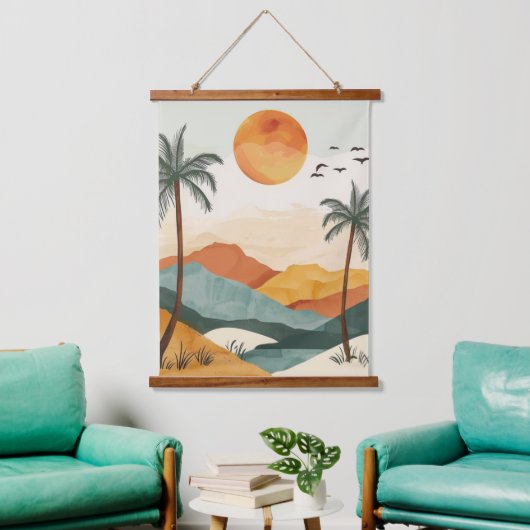 Boho Abstract landschap (16) Hangend Wandkleed (Woonkamer)