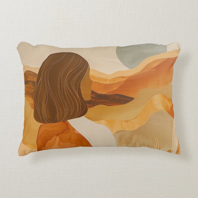 Boho Abstract landschap (17) Accent Kussen (Voorkant)