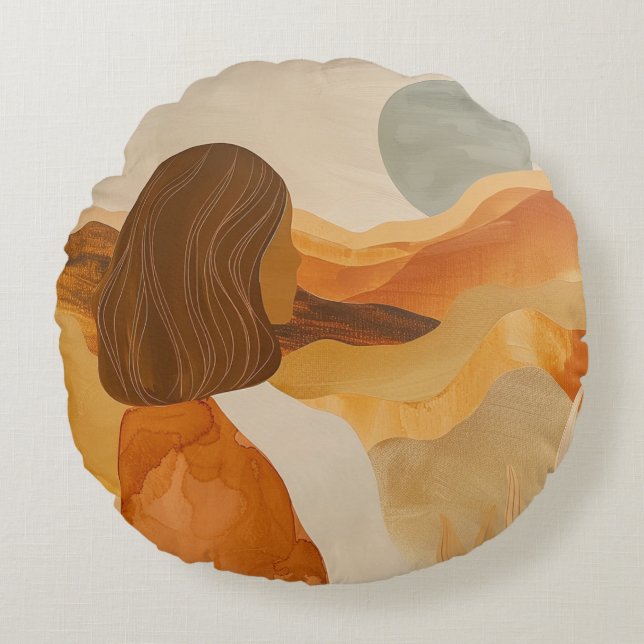 Boho Abstract landschap (17) Rond Kussen (Voorkant)