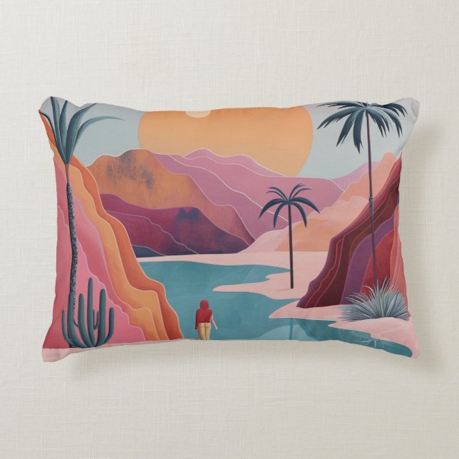 Boho Abstract landschap (18) Accent Kussen (Voorkant)