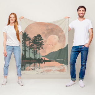 Boho Abstract landschap (1) Fleece Deken