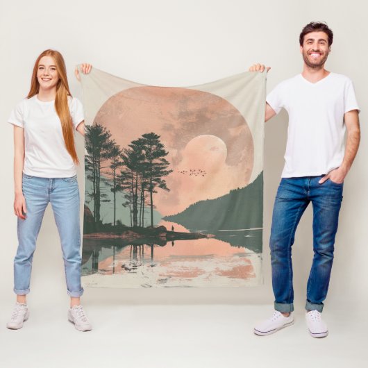 Boho Abstract landschap (1) Fleece Deken (In situ)