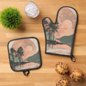 Boho Abstract landschap (1) Ovenwant & Pannenlap Set (Top down)