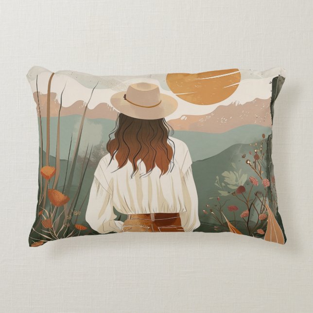 Boho Abstract landschap (20) Accent Kussen (Voorkant)