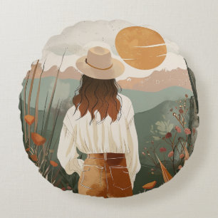 Boho Abstract landschap (20) Rond Kussen