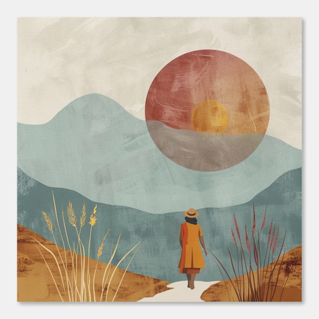 Boho Abstract landschap (23) Behang (Voorkant)