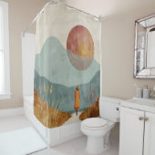 Boho Abstract landschap (23) Douchegordijn (In situ)