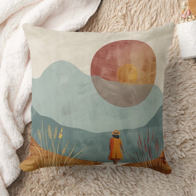 Boho Abstract landschap (23) Kussen (Deken)