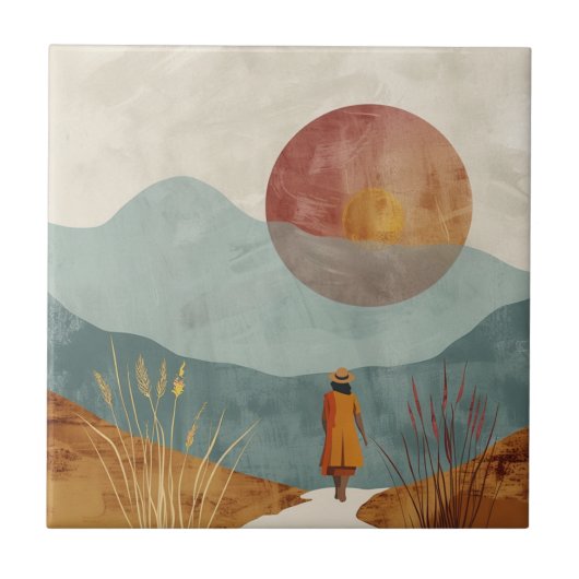 Boho Abstract landschap (23) Tegeltje (Voorkant)