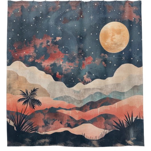 Boho Abstract landschap (24) Douchegordijn (Voorkant)