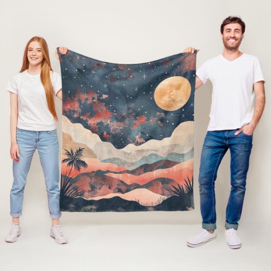 Boho Abstract landschap (24) Fleece Deken (In situ)