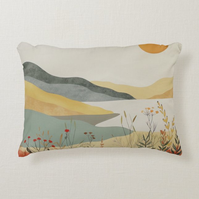 Boho Abstract landschap (25) Accent Kussen (Voorkant)
