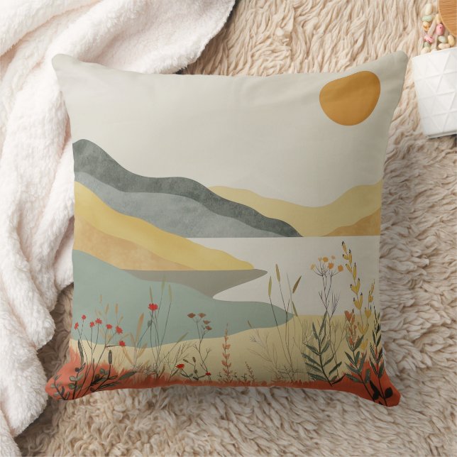 Boho Abstract landschap (25) Kussen (Deken)