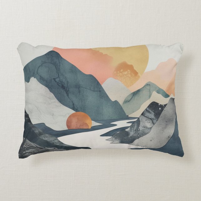 Boho Abstract landschap (2) Accent Kussen (Voorkant)