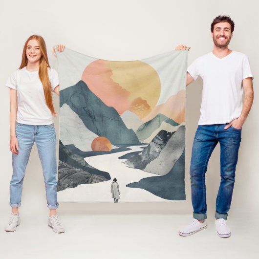 Boho Abstract landschap (2) Fleece Deken (In situ)