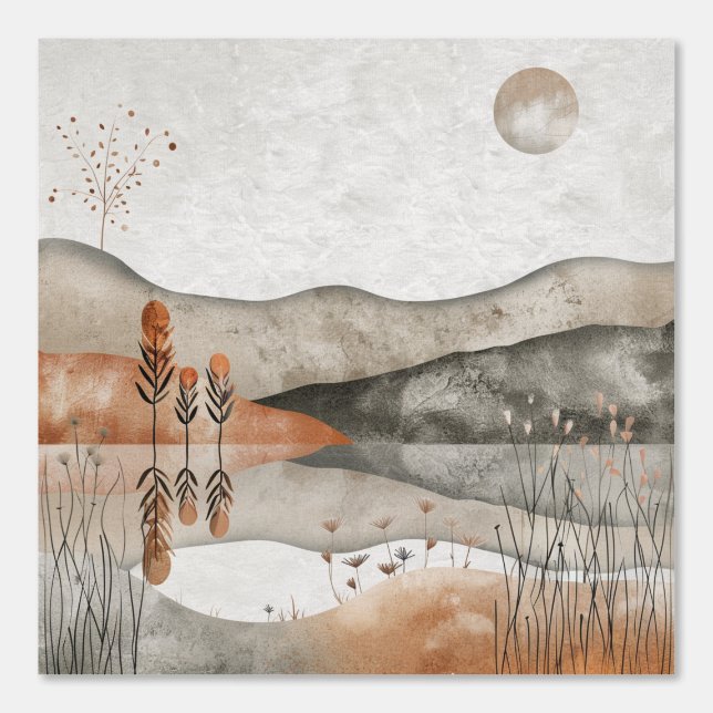 Boho Abstract landschap (3) Behang (Voorkant)