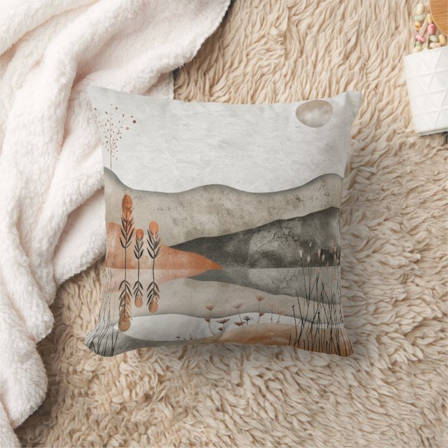 Boho Abstract landschap (3) Kussen (Deken)