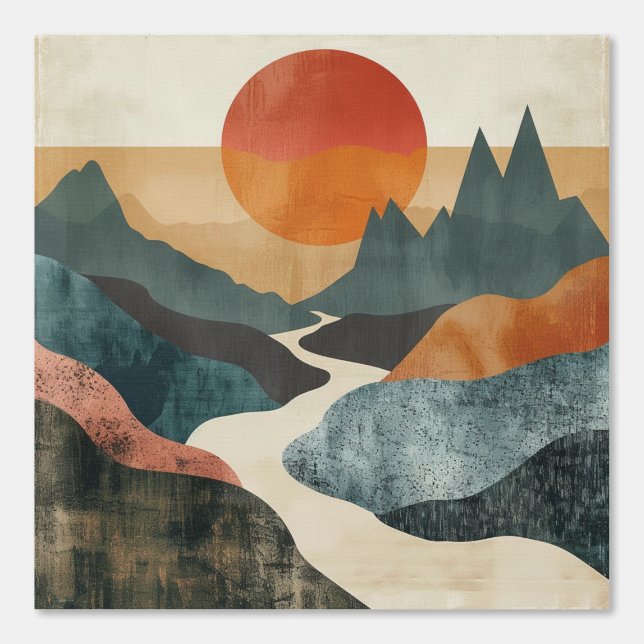 Boho Abstract landschap (5) Behang (Voorkant)