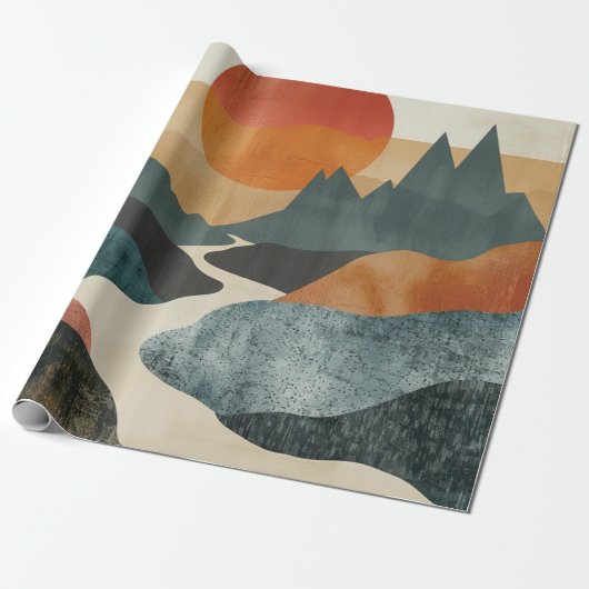 Boho Abstract landschap (5) Cadeaupapier (Uitgerold)