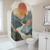 Boho Abstract landschap (5) Douchegordijn (In situ)