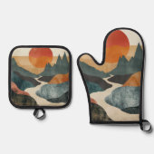 Boho Abstract landschap (5) Ovenwant & Pannenlap Set (Voorkant)