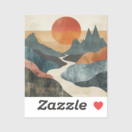 Boho Abstract landschap (5) Sticker (Vel)