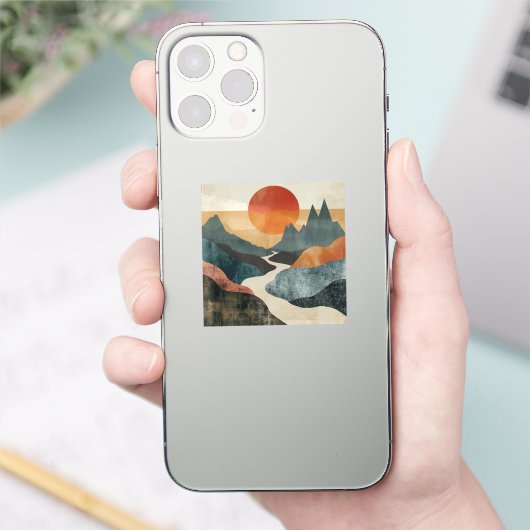 Boho Abstract landschap (5) Sticker (Telefoon)