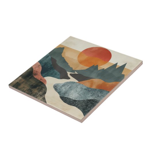 Boho Abstract landschap (5) Tegeltje (Zijkant)