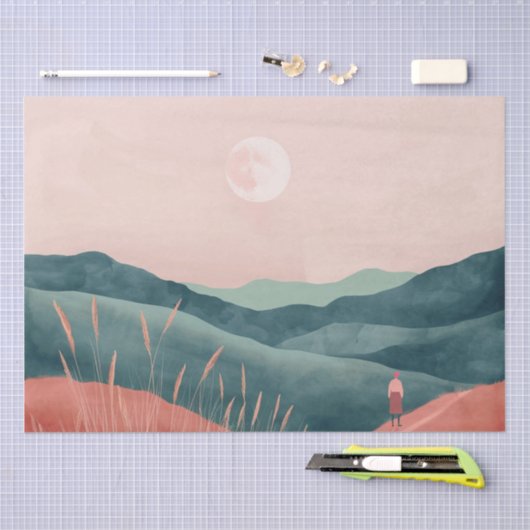 Boho Abstract landschap (7) Tissuepapier (Craft)