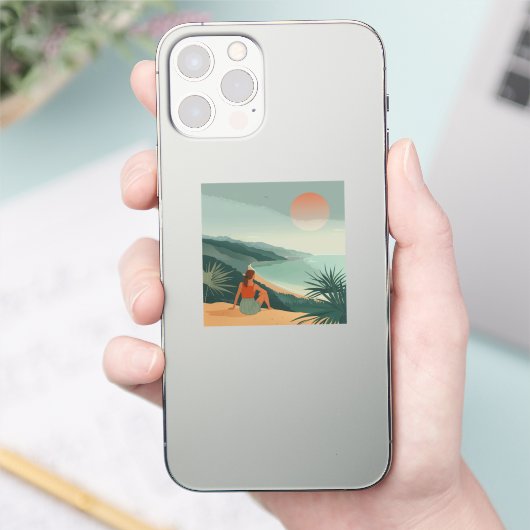 Boho Abstract landschap (9) Sticker (Telefoon)