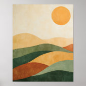 Boho Abstract Landschap Aardtinten Woestijn Poster (Voorkant)