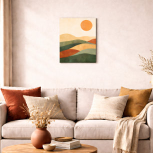Boho Abstract Landschap Aardtinten Woestijn Poster