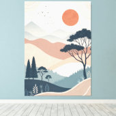 Boho abstract landschap canvas afdruk (Insitu (Houten vloer))