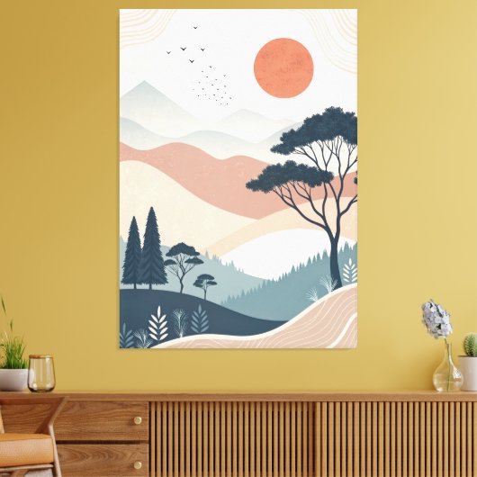 Boho abstract landschap canvas afdruk (Insitu (Woonkamer))