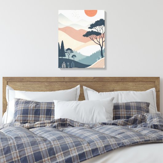 Boho abstract landschap canvas afdruk (Insitu (Slaapkamer))