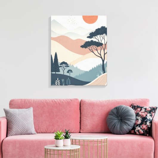 Boho abstract landschap canvas afdruk (Insitu (Woonkamer))
