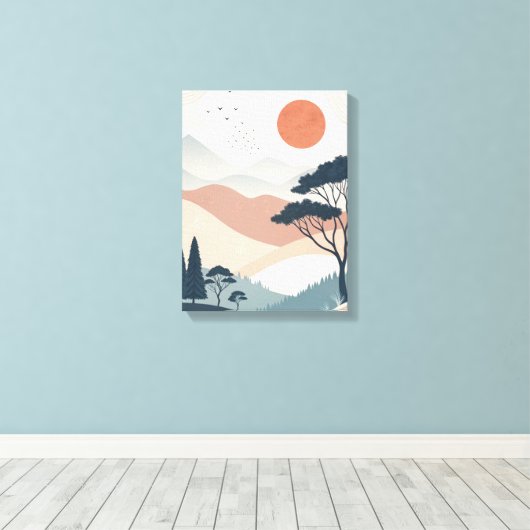 Boho abstract Landschap Canvas Print (Insitu (Houten vloer))