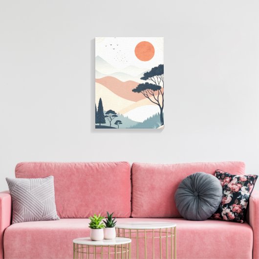 Boho abstract Landschap Canvas Print (Insitu (Woonkamer))